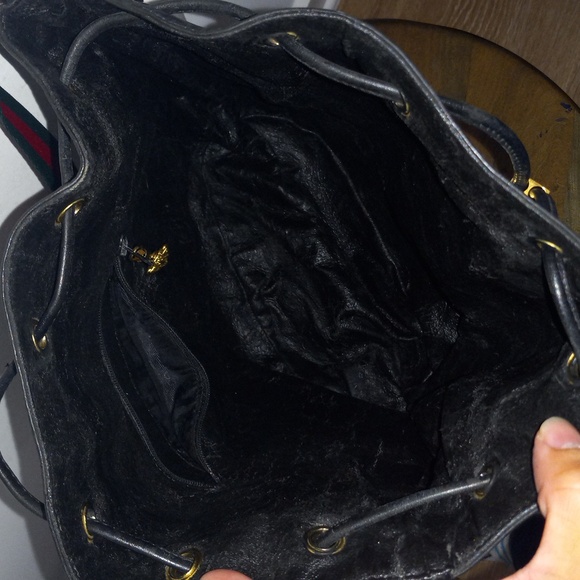 Authentic Vintage Gucci GG Monogram Micro Guccissima Web Drawstring Bucket Bag - Picture 7 of 9